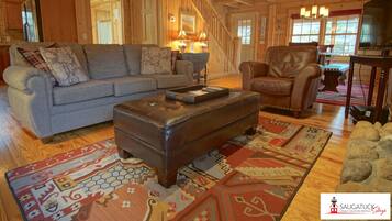 Smart TV, fireplace, DVD player, books