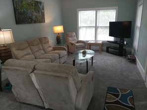 Smart TV, DVD player, books, music library