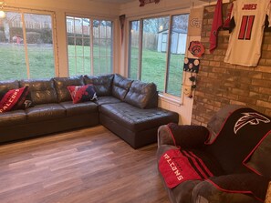TV, fireplace, DVD player, stereo