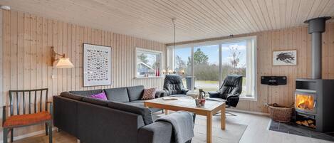 Fernseher, Kamin, DVD-Player