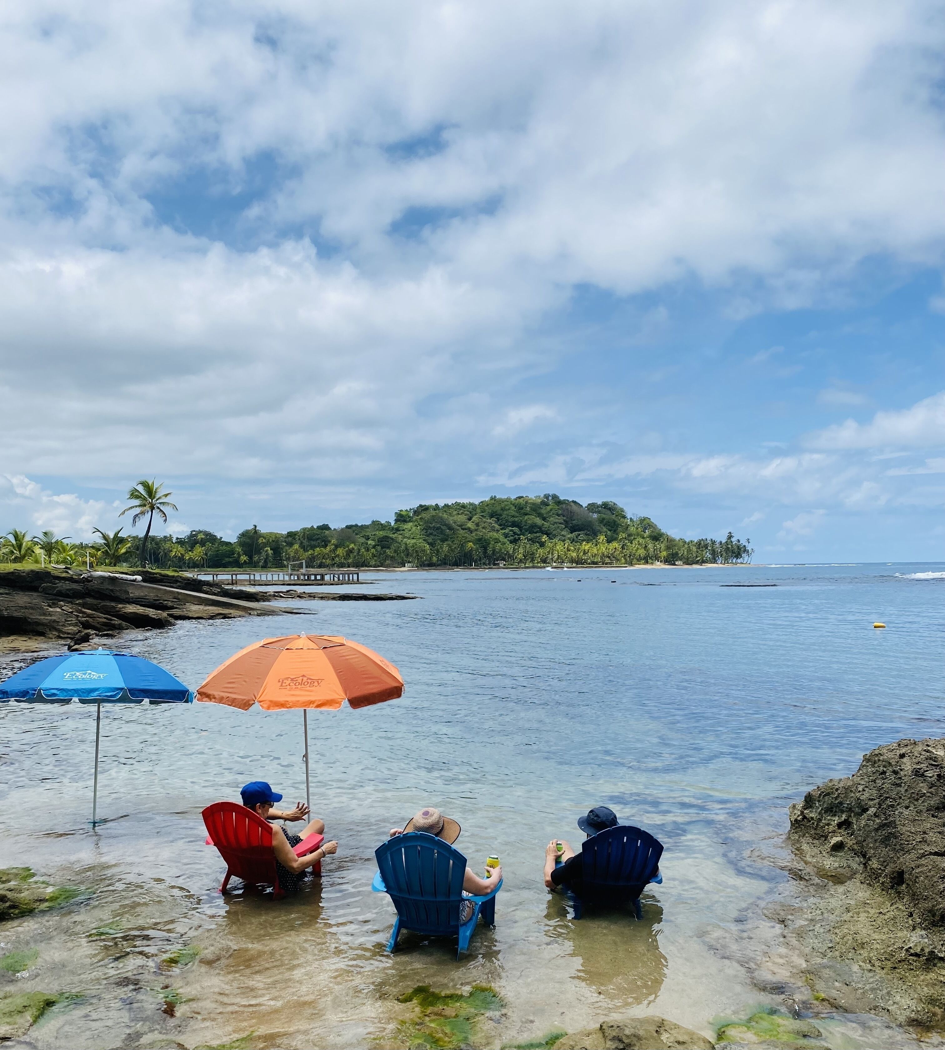 On the beach, sun loungers, beach towels