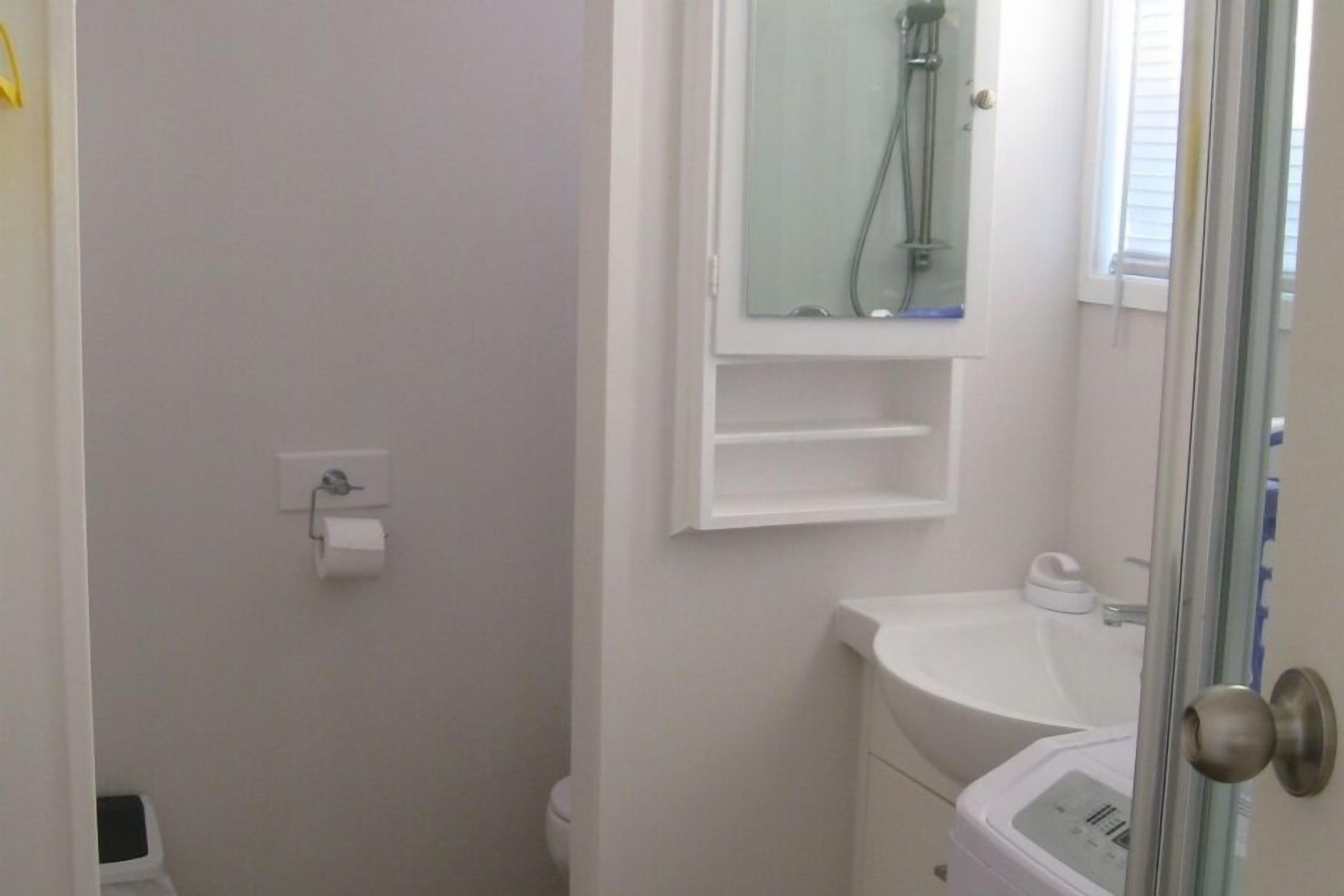 Shower, towels, soap