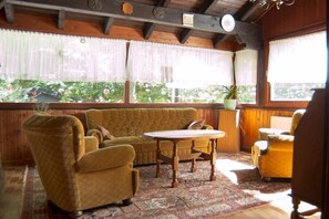 تلفزيون، مدفأة، ألعاب للصغار، كُتُب