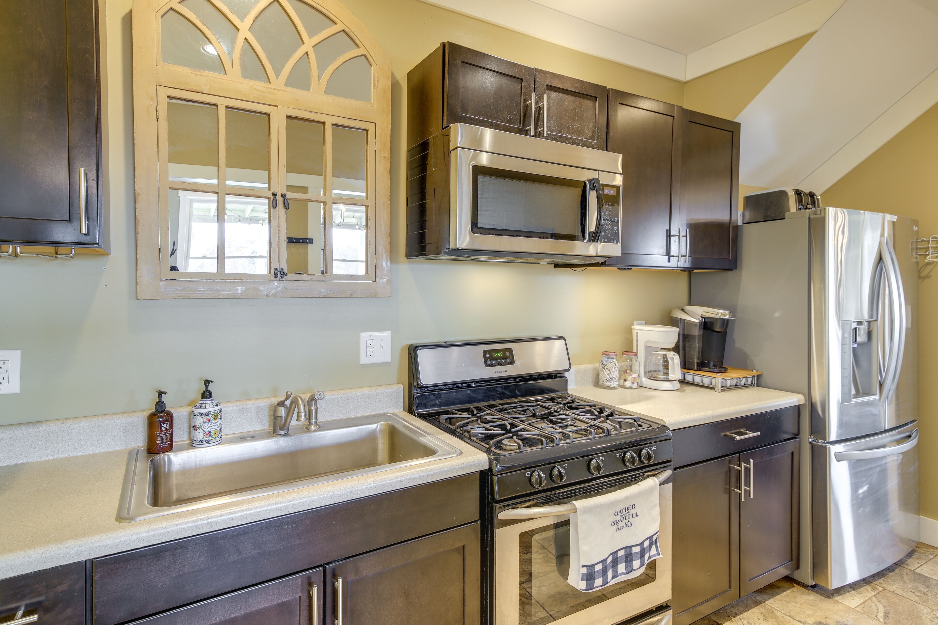 Microwave, oven, stovetop, dishwasher