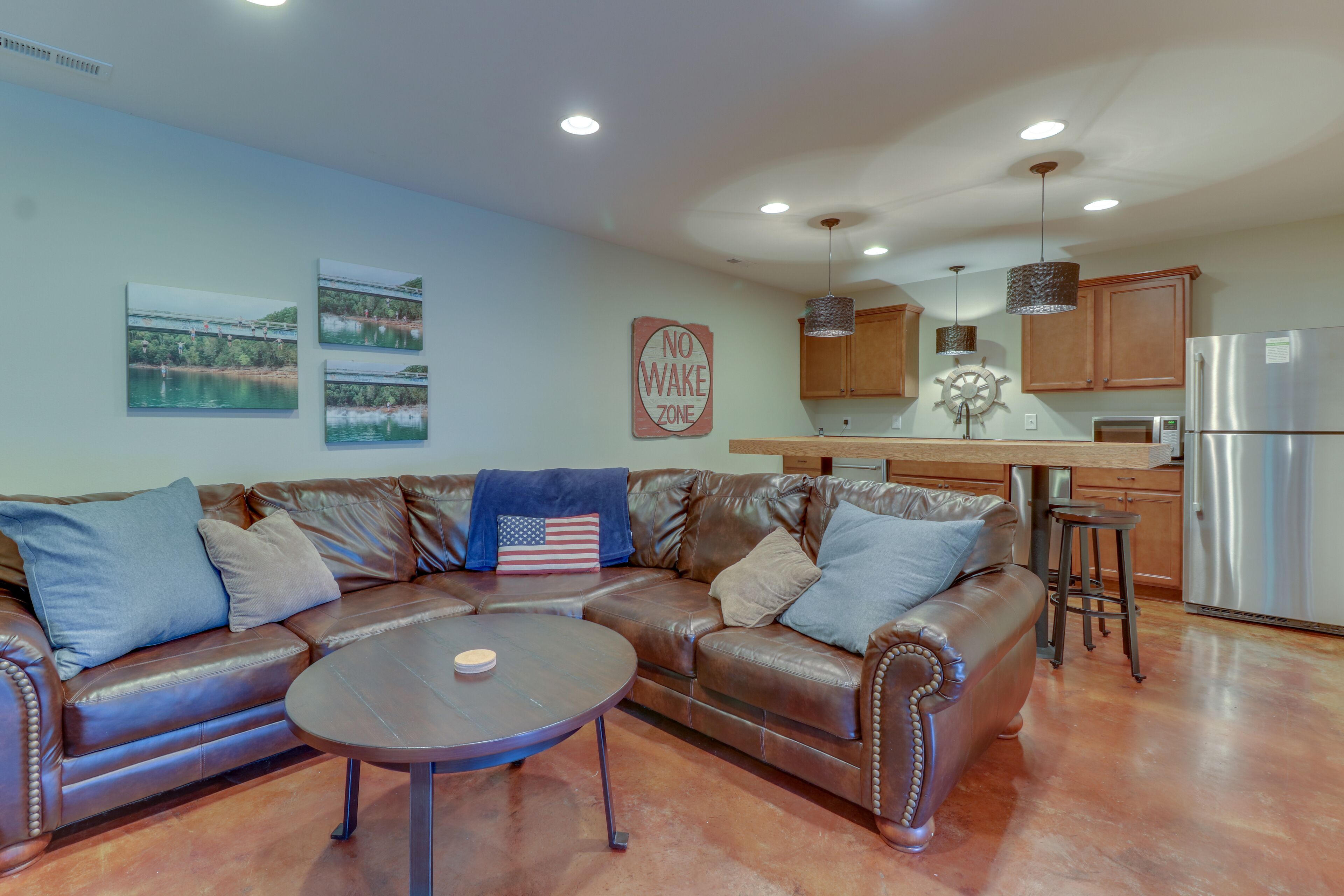 Smart TV, fireplace, DVD player, foosball