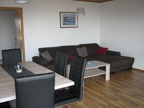TV, DVD player, books