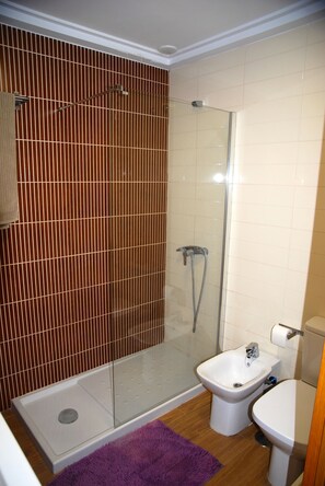 Hair dryer, towels, soap