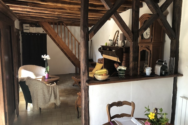 Pièce de vie avec cheminée