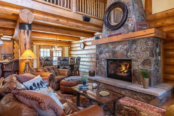 TV, fireplace, DVD player, books