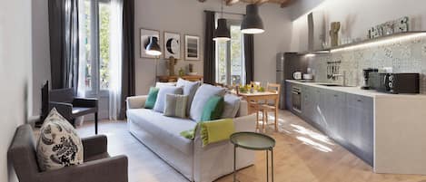 Classic Apartment, Balcony | Living area | TV