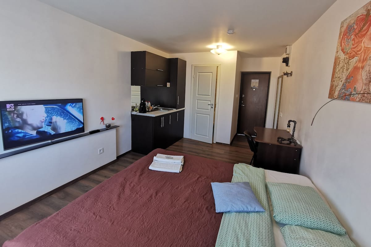 City Apartment, 1 Queen Bed, Non Smoking | 1 bedroom, iron/ironing board, free WiFi, bed sheets