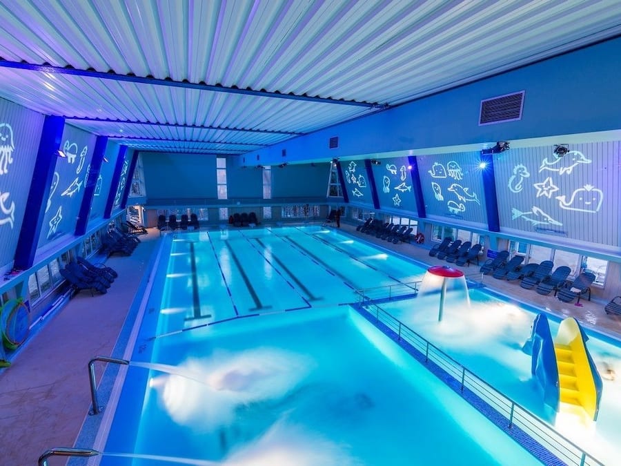 Indoor pool, open 9 AM to 9 PM, sun loungers