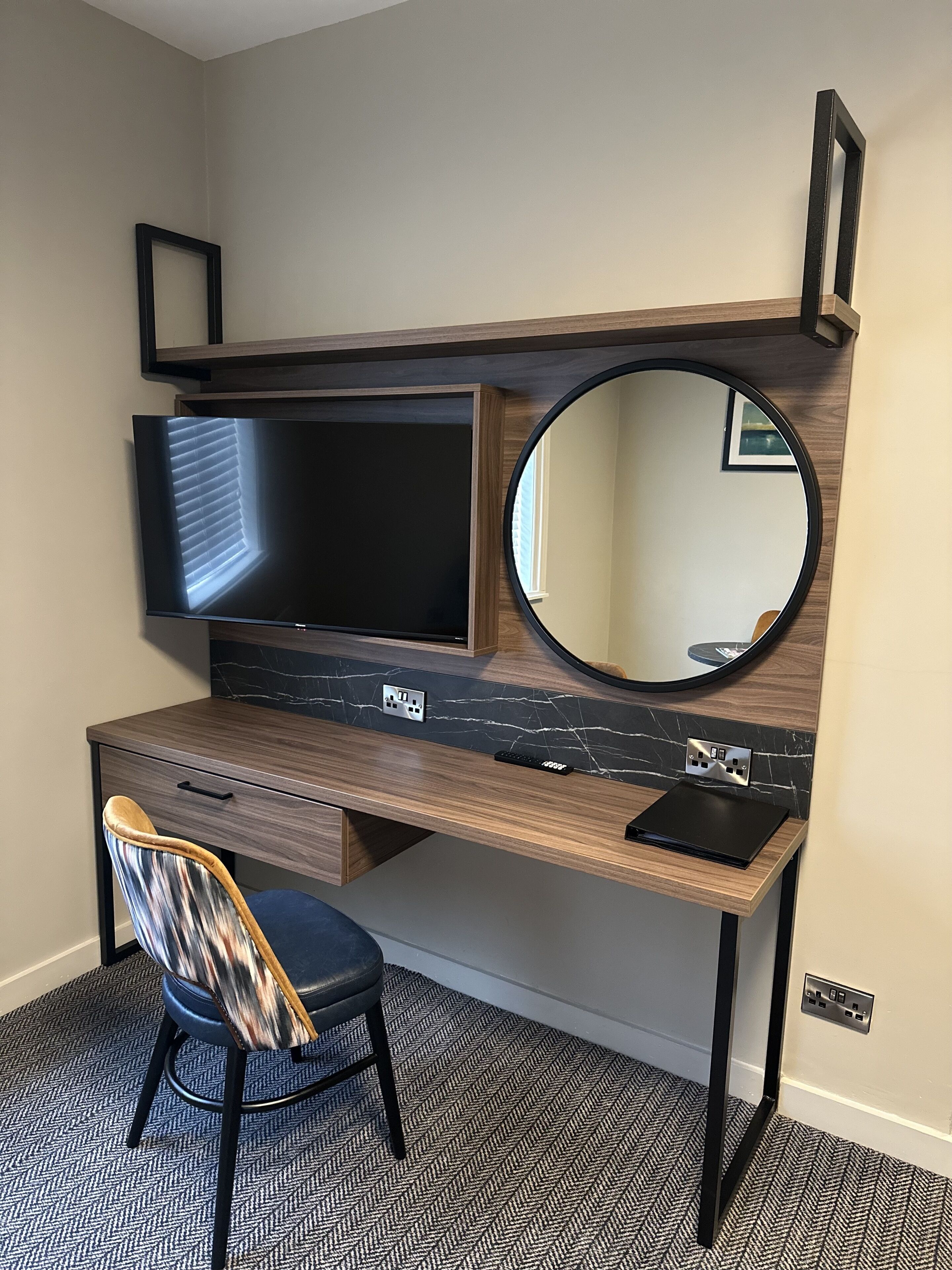 individually decorated, individually furnished, desk, iron/ironing board