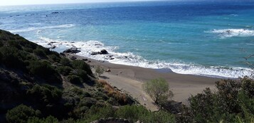 Sillas reclinables de playa, sombrillas, snorkel
