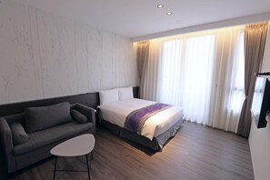 Desk, blackout curtains, free WiFi, bed sheets