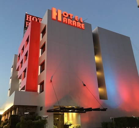 Front of property - evening/night. Hotel Harare