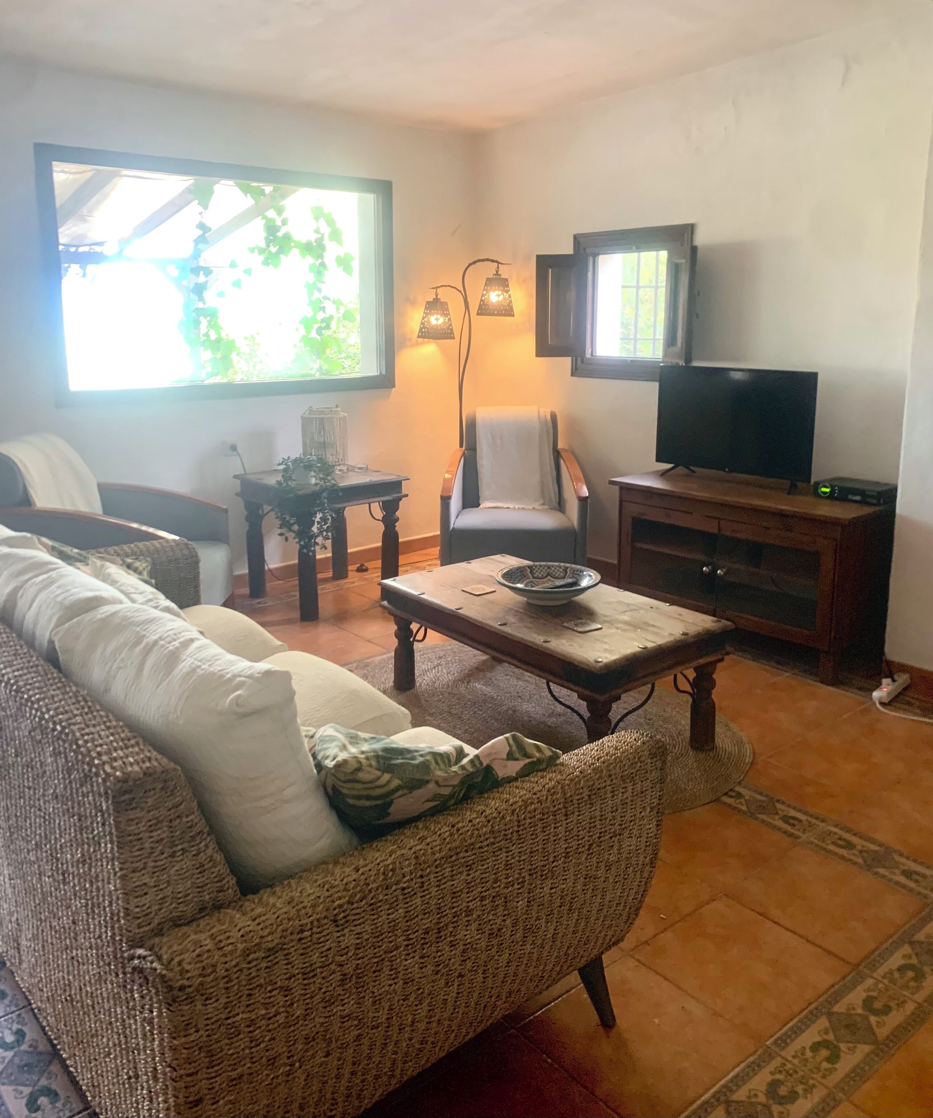 Älytelevisio, takka, kirjoja