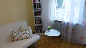 Smart TV, books, stereo