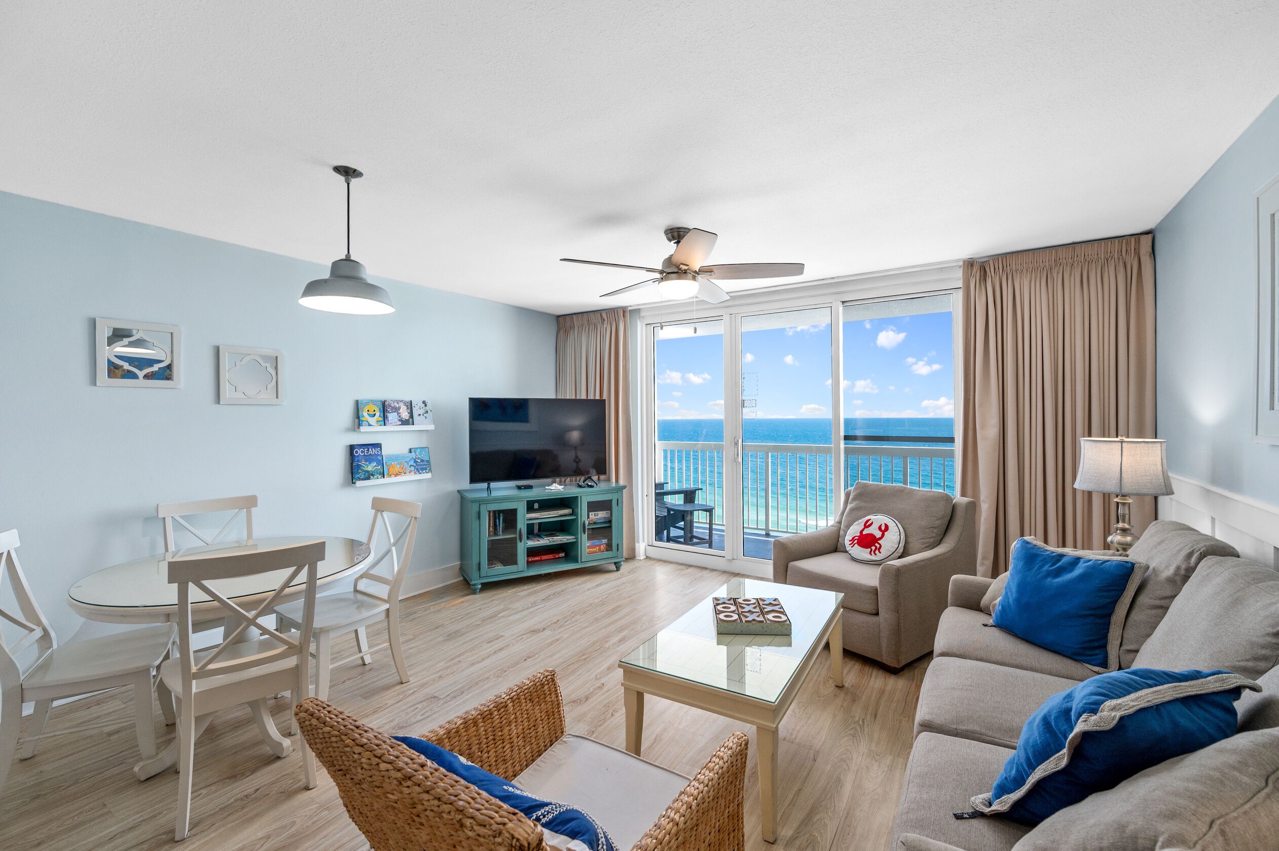 TV, DVD player, books