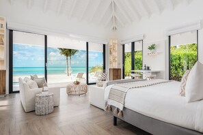 Luxury Bungalow, Private Pool, Beachfront | Egyptian cotton sheets, premium bedding, down comforters, pillowtop beds - Ambergris Cay Private Island - All-Inclusive (Big Ambergris Cay)