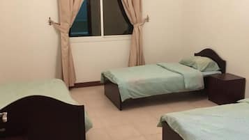Blackout curtains, iron/ironing board, free WiFi, bed sheets