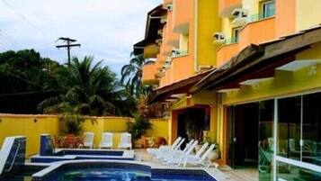 Indoor pool, outdoor pool, open 2:00 PM to 8:30 PM, sun loungers
