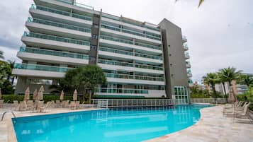 Indoor pool, outdoor pool, pool loungers