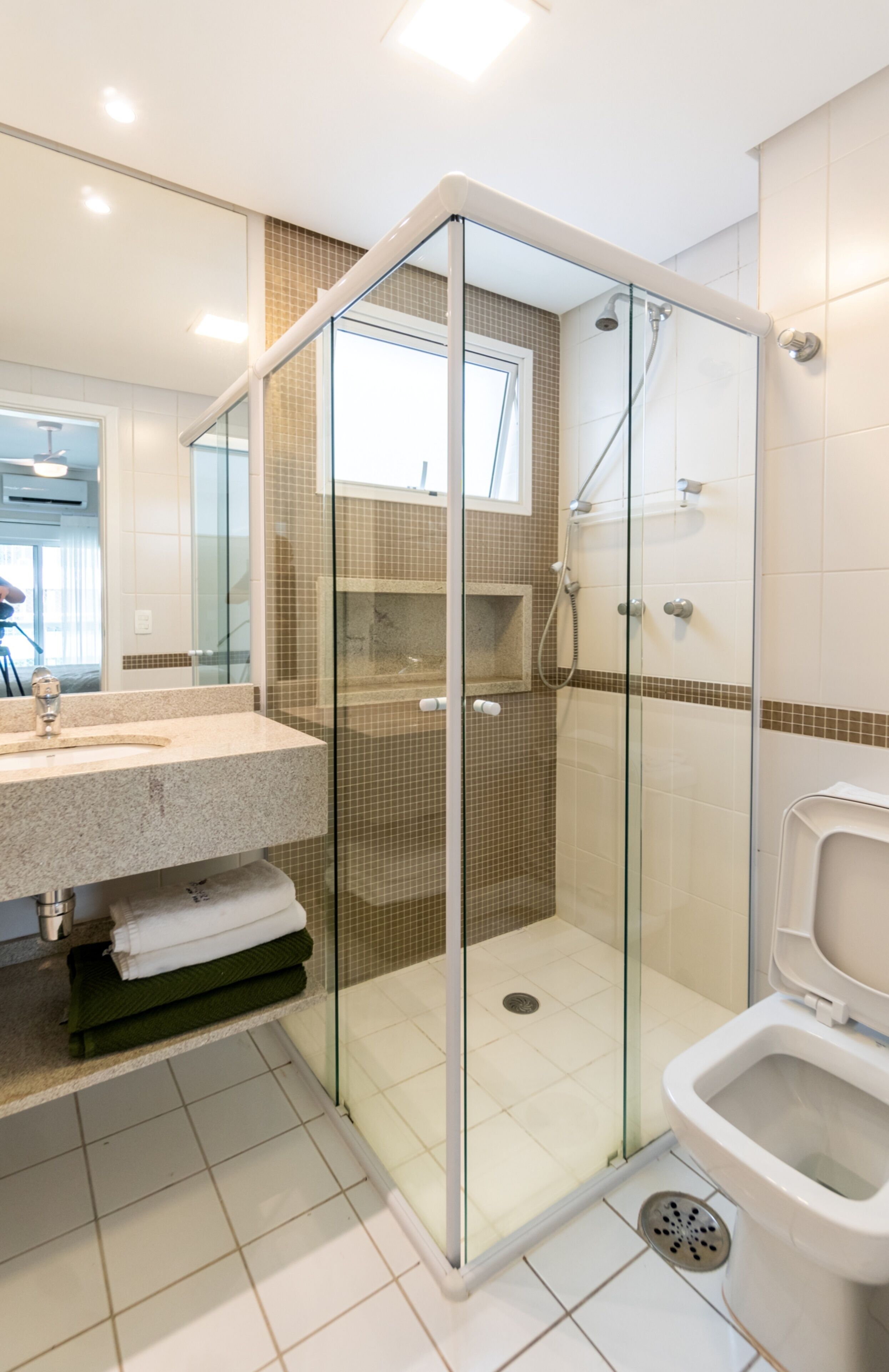 premium | bathroom | shower, designer toiletries, hair dryer, towels