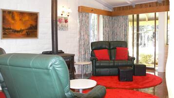 Smart TV, fireplace, DVD player, books