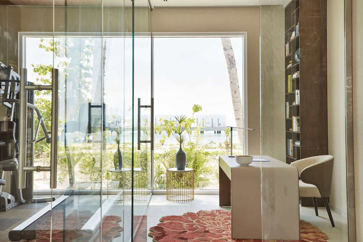 room, 3 bedrooms, private pool (olhahali beach retreat) | living area | smart tv, books