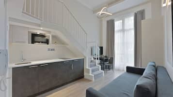 Studio Gallery, 1 giường đôi và sofa giường, không hút thuốc | Khu phòng khách | TV LED