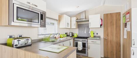 Fridge, microwave, oven, electric kettle