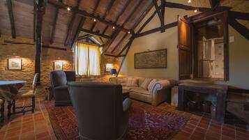 Télévision, cheminée, lecteur de DVD