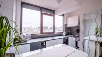 Luxury Apartment, 1 Queen Bed with Sofa bed, Accessible | Private kitchen | Fridge, microwave, oven, stovetop