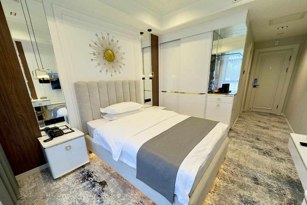 Phòng Deluxe, 1 giường cỡ queen, không hút thuốc | Bộ đồ giường cao cấp, két bảo mật tại phòng, bàn, màn/rèm cản sáng