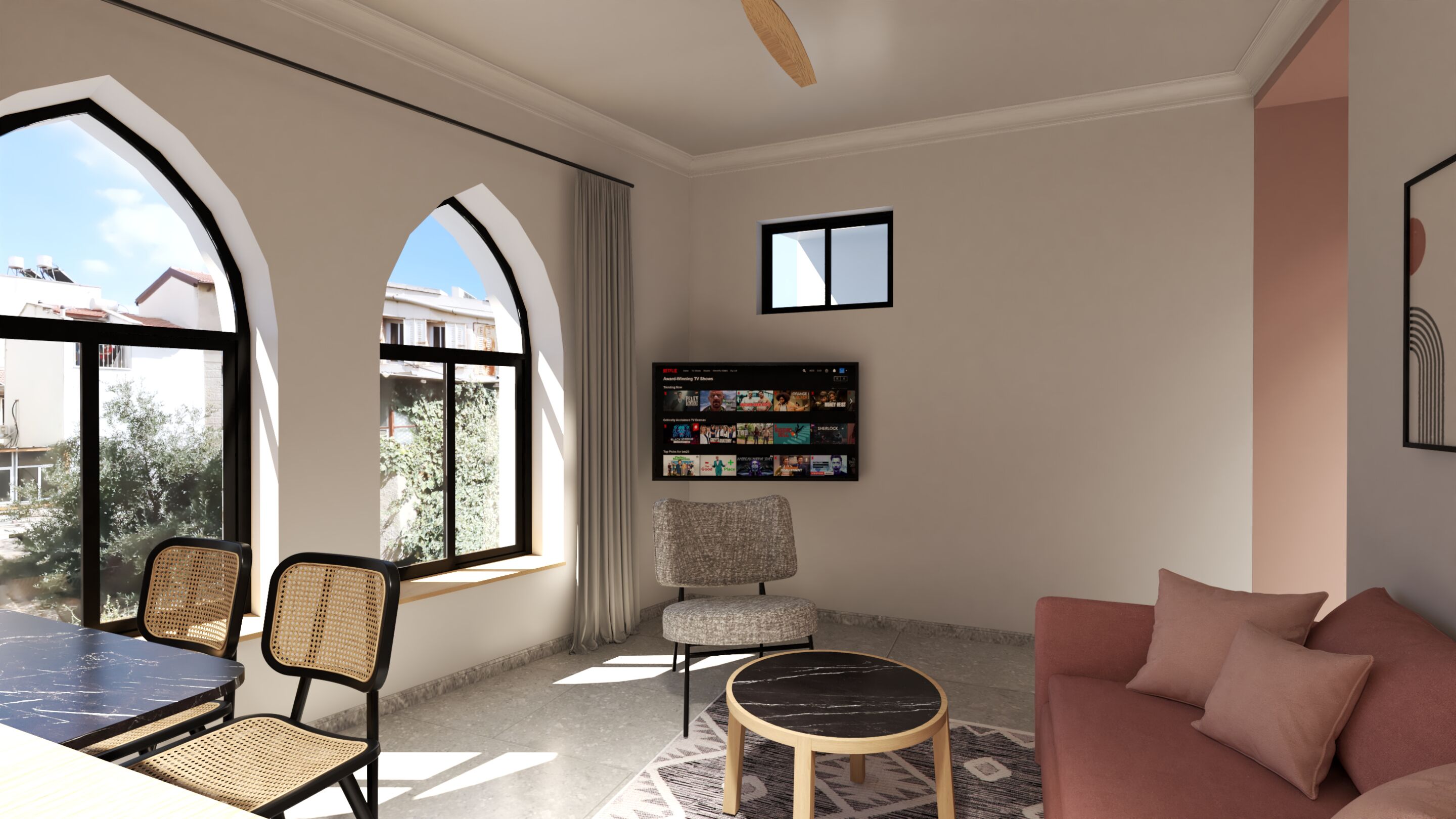 华丽套房 | 起居区 | 50-英寸纯平电视 （配备有线频道）、电视