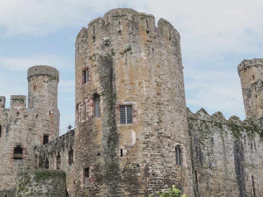 A historic castle with multiple towers and battlements.