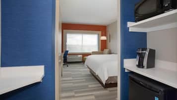 In-room safe, desk, laptop workspace, blackout drapes
