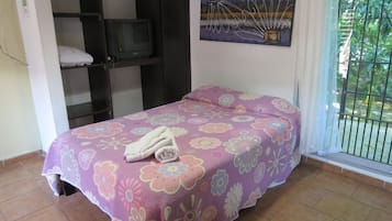 Desk, bed sheets