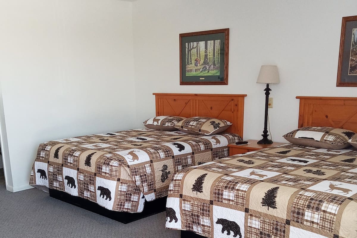 Room, 2 Queen Beds, Non Smoking, Refrigerator | Desk, laptop workspace, blackout drapes, iron/ironing board