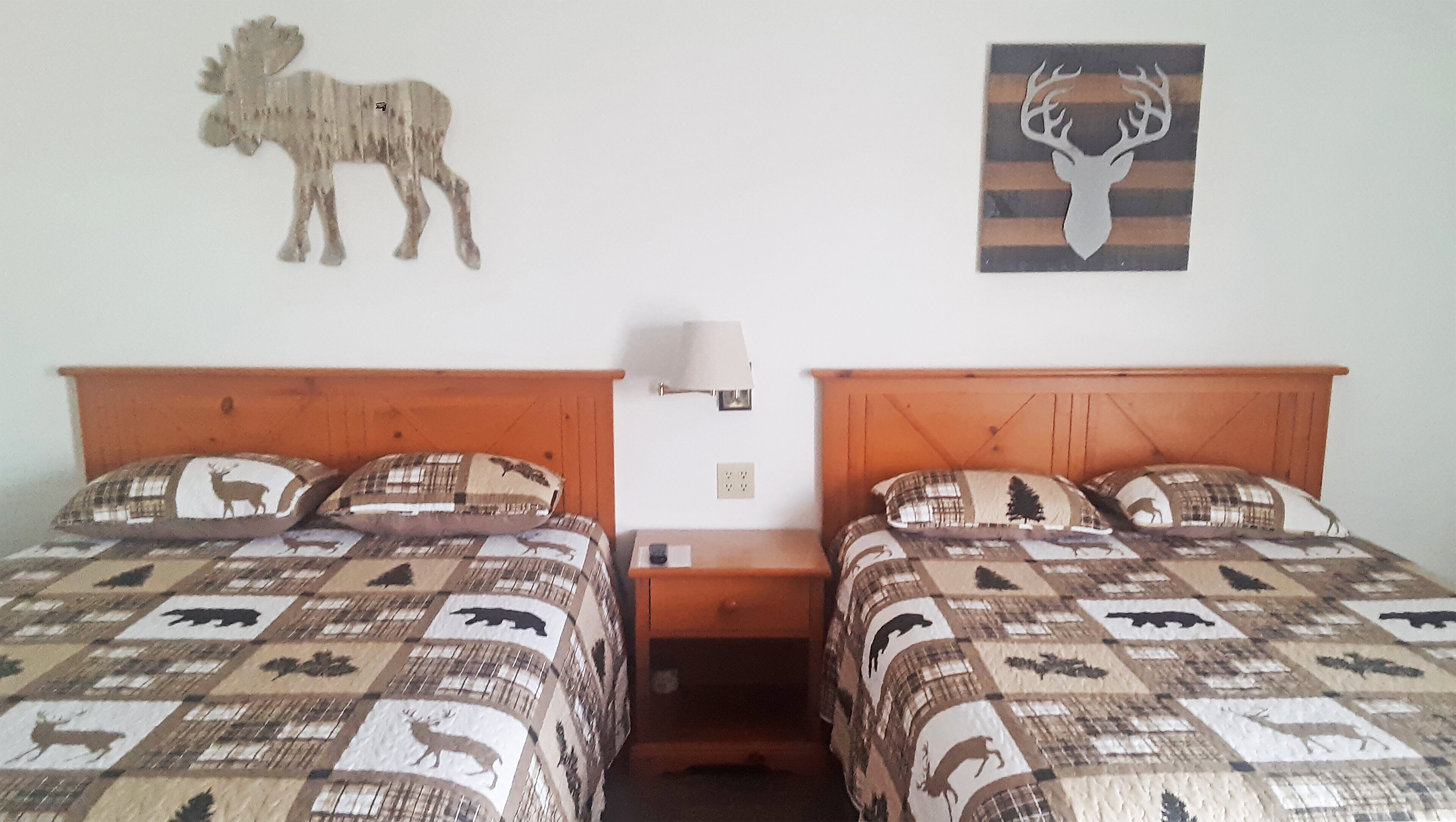 room, 2 queen beds, non smoking, refrigerator | desk, laptop workspace, blackout curtains, iron/ironing board