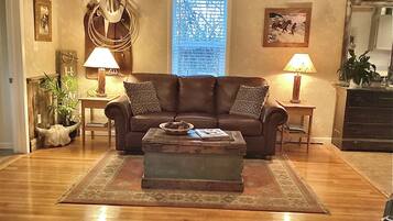 Smart TV, DVD player, books, video library