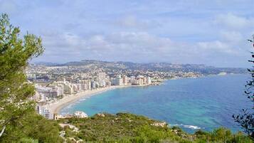 Vlak bij het strand, ligstoelen