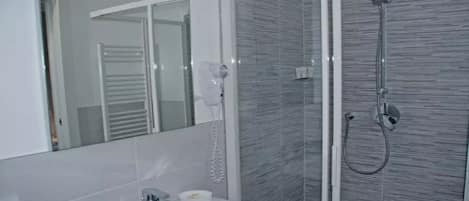 Hair dryer, soap, toilet paper