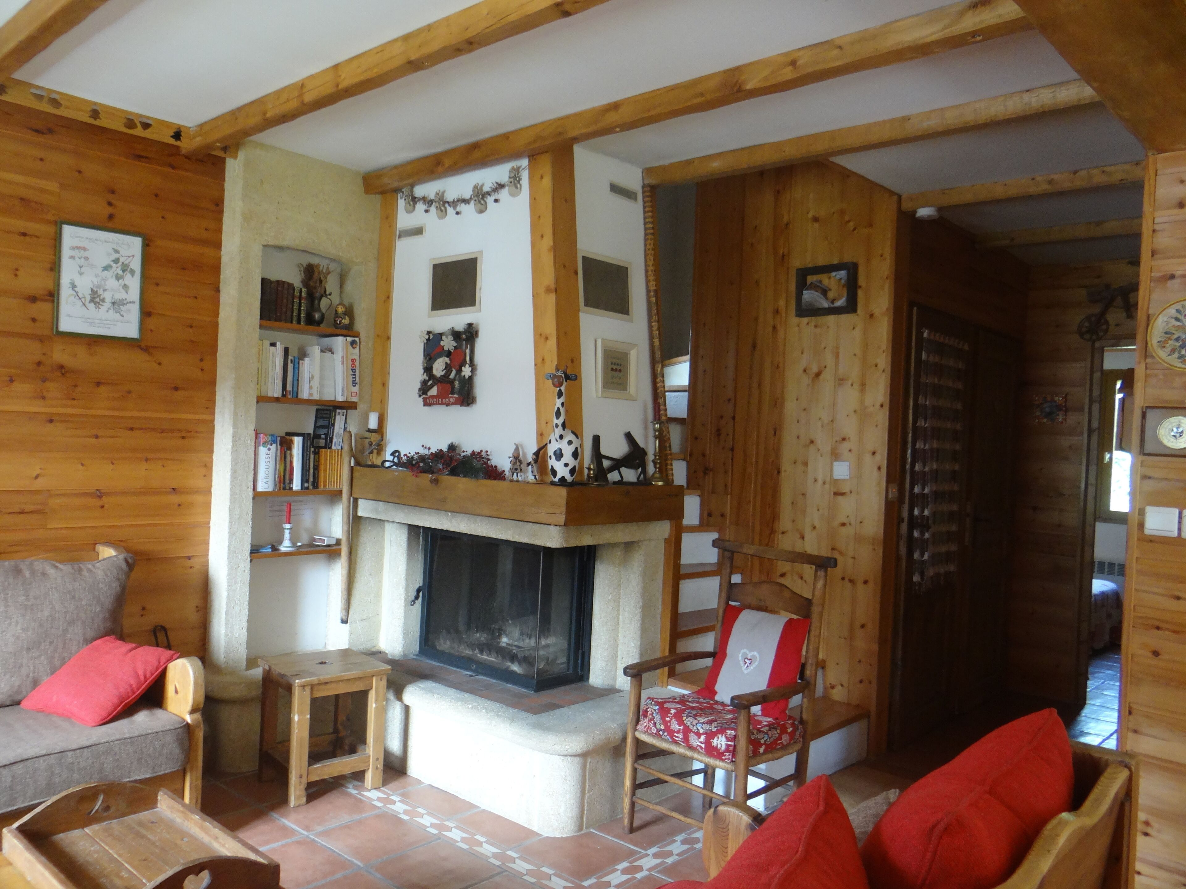 Télévision, cheminée, lecteur de DVD, table de tennis de table