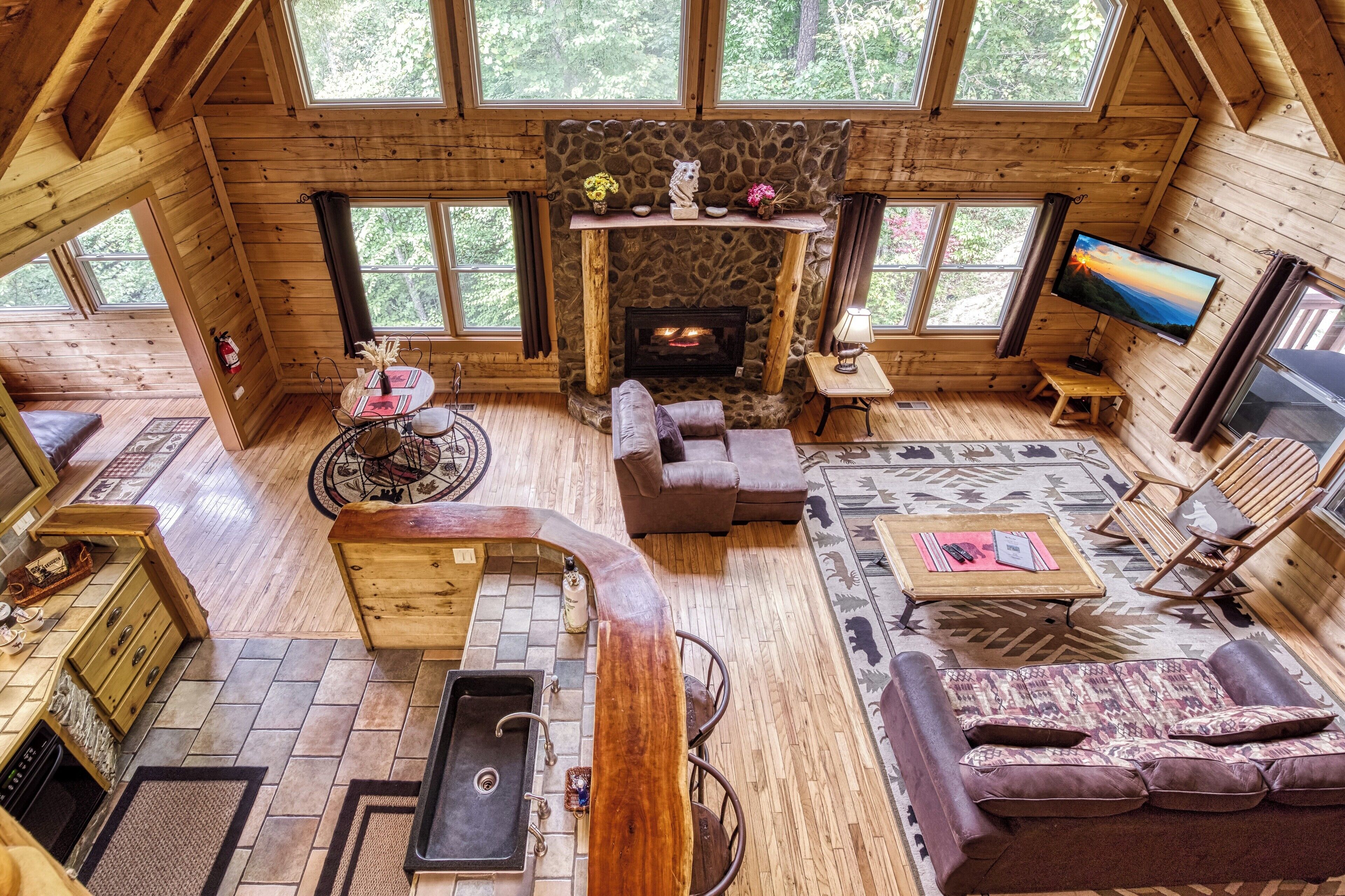 TV, fireplace, video games