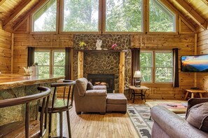 TV, fireplace, video games