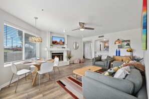 TV, fireplace, DVD player