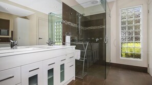 Shower, jetted tub