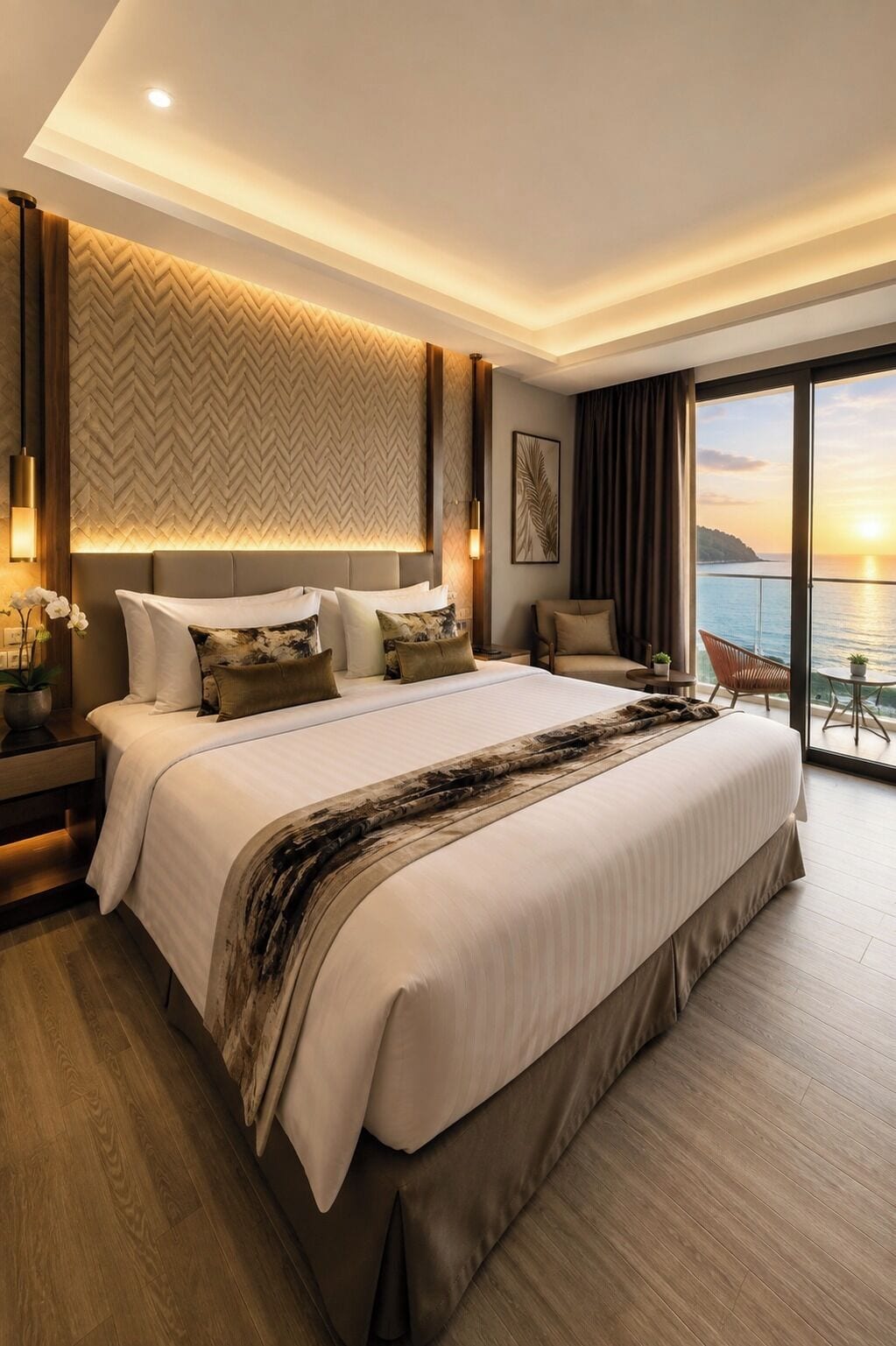 Premier King Sea View | Minibar, in-room safe, desk, laptop workspace